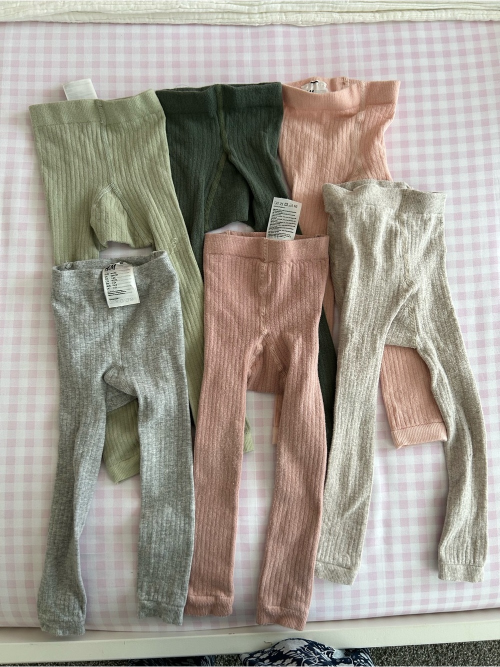 Ribbed Baby/Toddler Leggings Bundle in Pastel Greens, Pinks & Neutrals